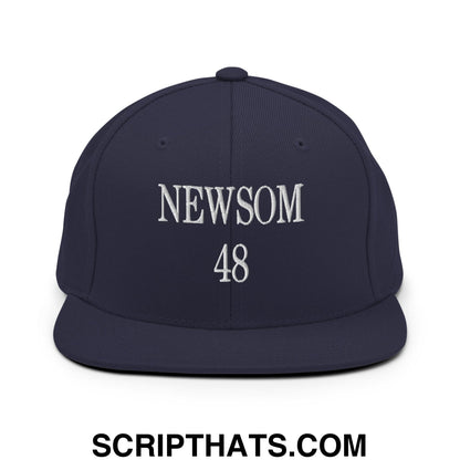 Gavin Newsom 48 Embroidered Flat Bill Brim Snapback Hat Navy