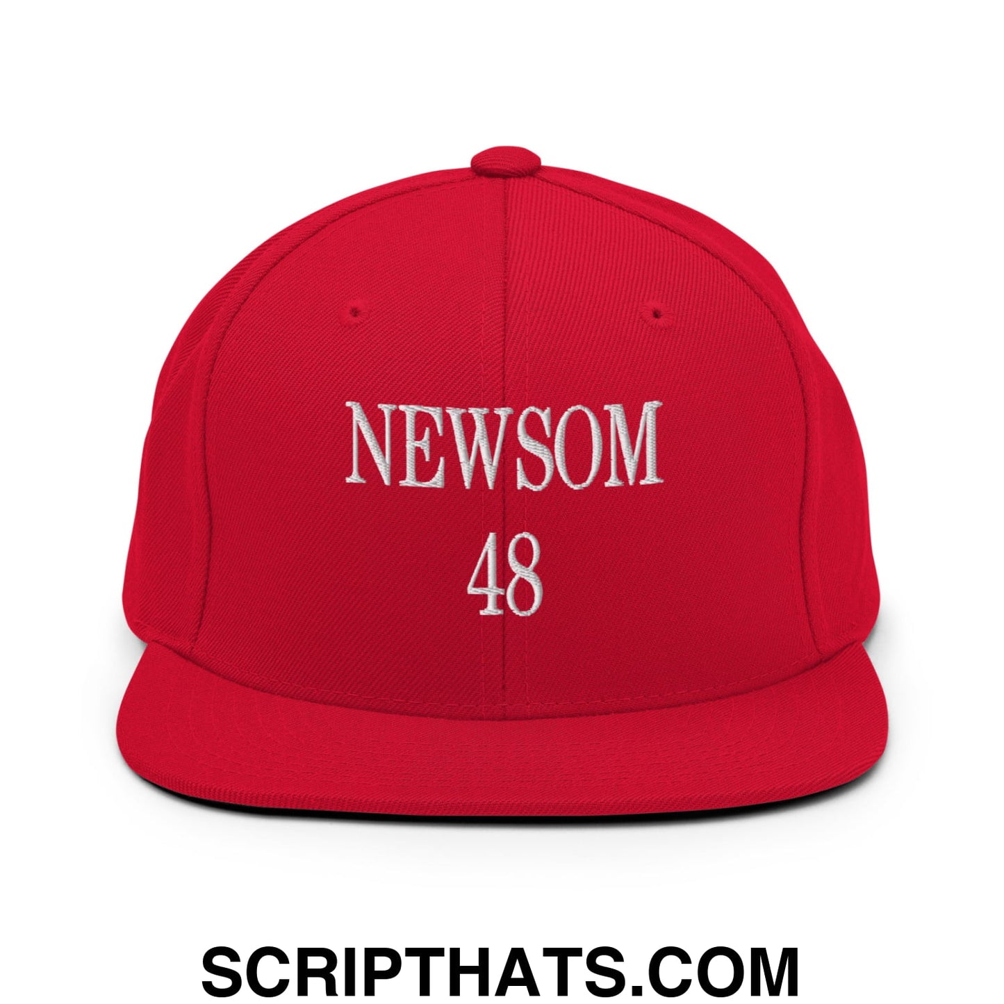 Gavin Newsom 48 Embroidered Flat Bill Brim Snapback Hat Red