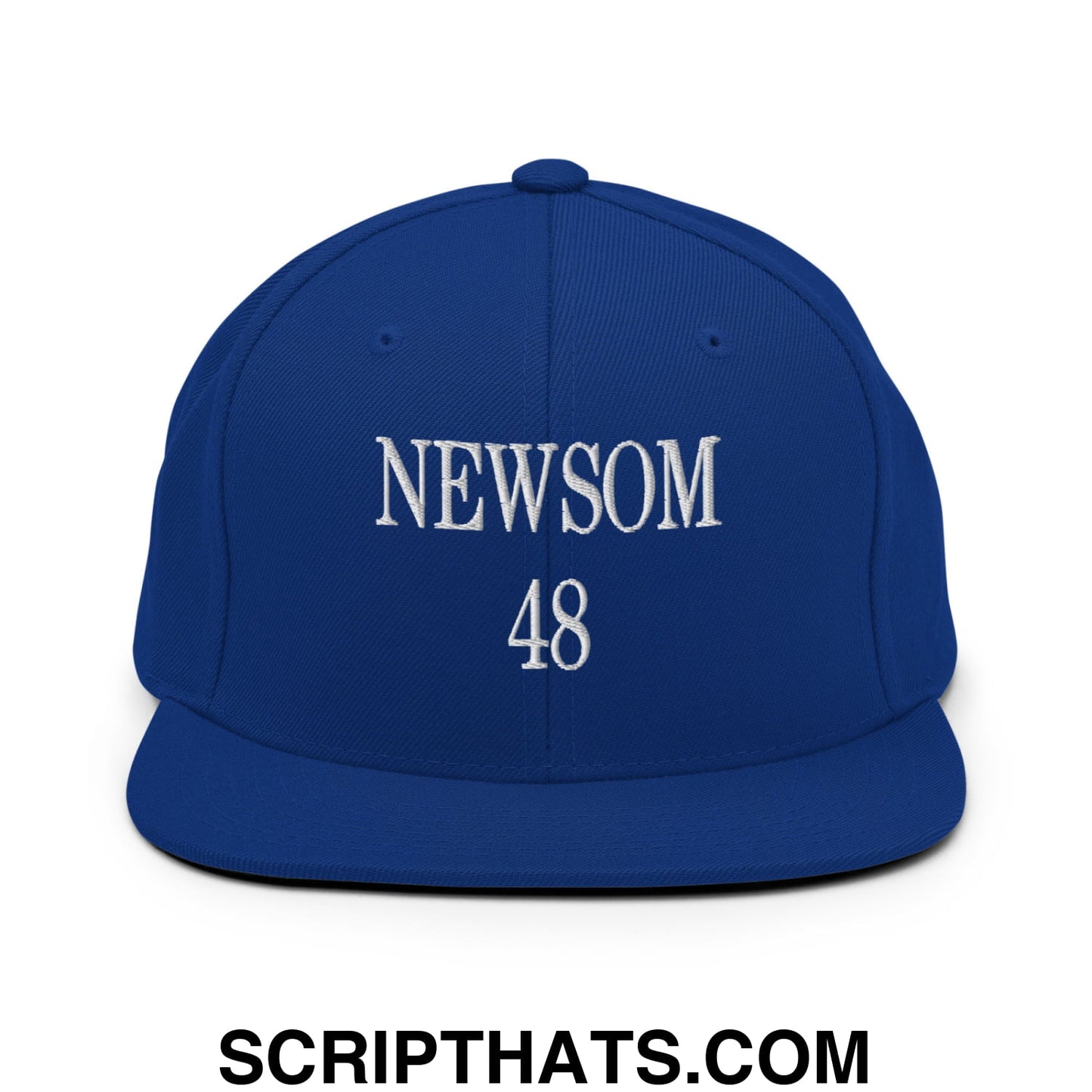 Gavin Newsom 48 Embroidered Flat Bill Brim Snapback Hat Royal Blue