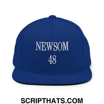 Gavin Newsom 48 Embroidered Flat Bill Brim Snapback Hat Royal Blue