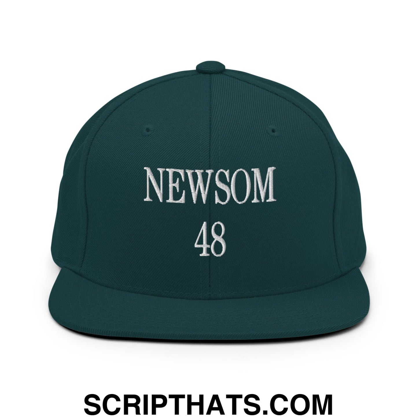 Gavin Newsom 48 Embroidered Flat Bill Brim Snapback Hat Spruce