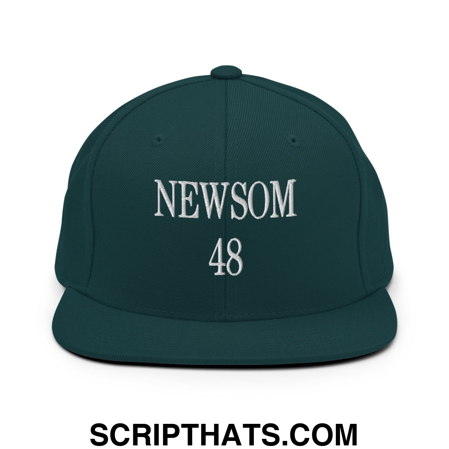 Gavin Newsom 48 Embroidered Flat Bill Brim Snapback Hat Spruce