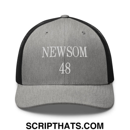 Gavin Newsom 48 Embroidered Mesh Trucker Hat Heather Black