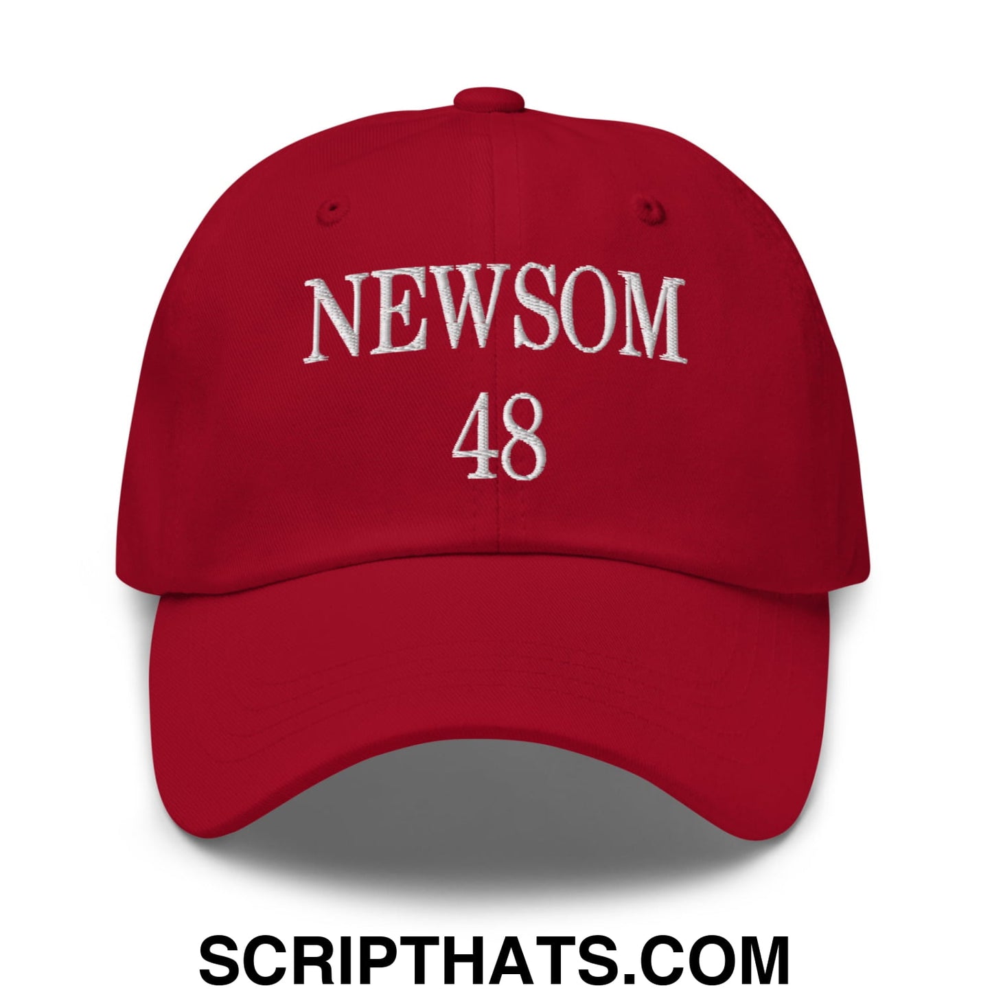 Gavin Newsom 48 Embroidered Unstructured Dad Hat Cranberry
