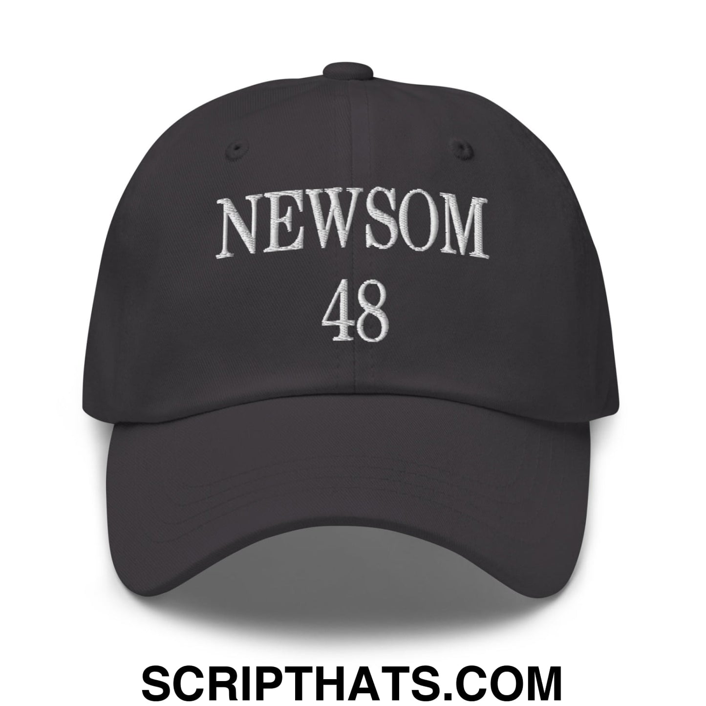 Gavin Newsom 48 Embroidered Unstructured Dad Hat Dark Grey