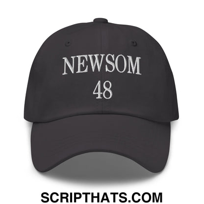 Gavin Newsom 48 Embroidered Unstructured Dad Hat Dark Grey