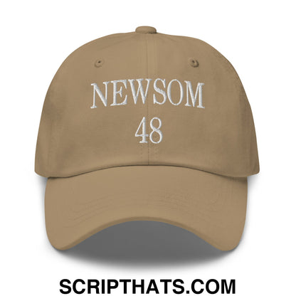 Gavin Newsom 48 Embroidered Unstructured Dad Hat Khaki