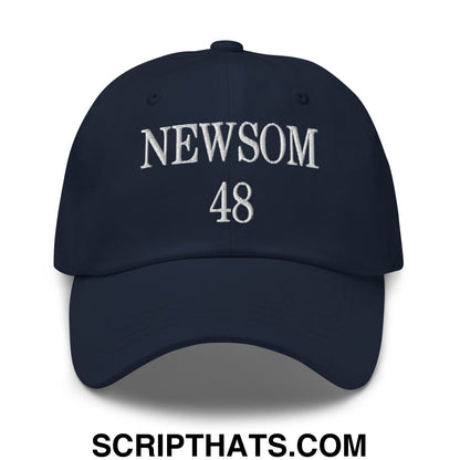 Gavin Newsom 48 Embroidered Unstructured Dad Hat Navy