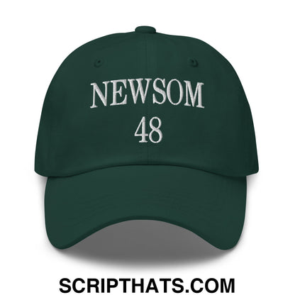 Gavin Newsom 48 Embroidered Unstructured Dad Hat Spruce