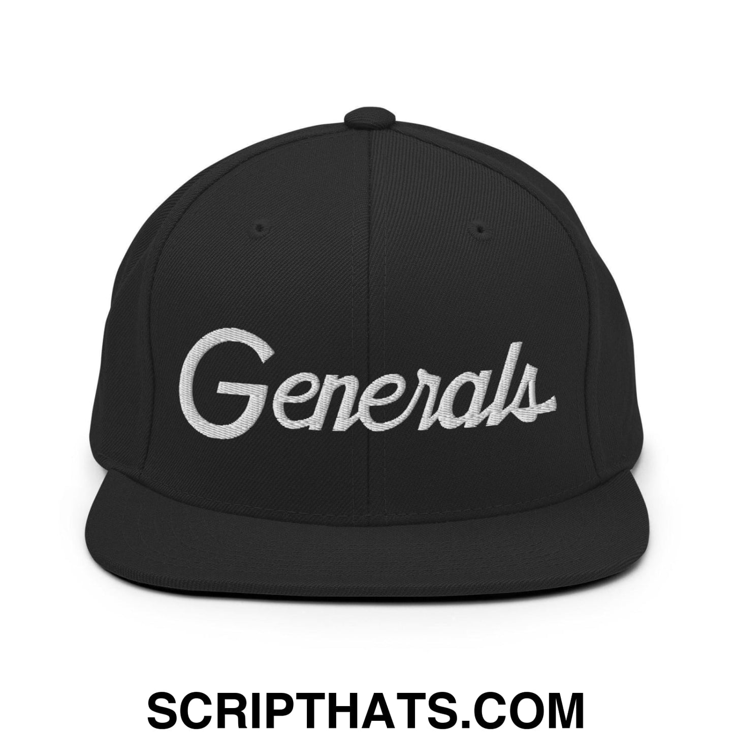 Generals School Mascot Script Snapback Hat Black
