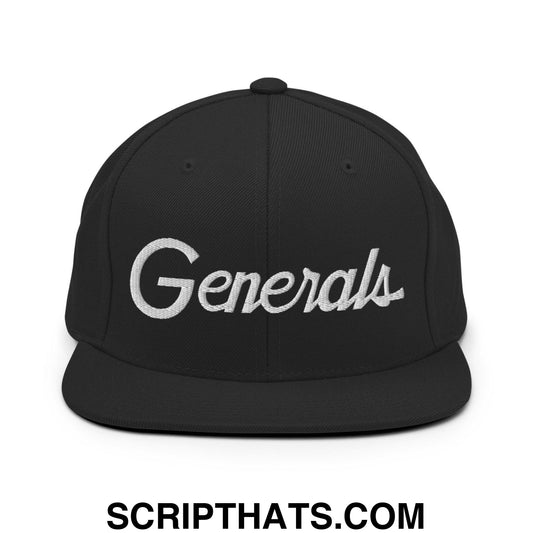 Generals School Mascot Script Snapback Hat Black