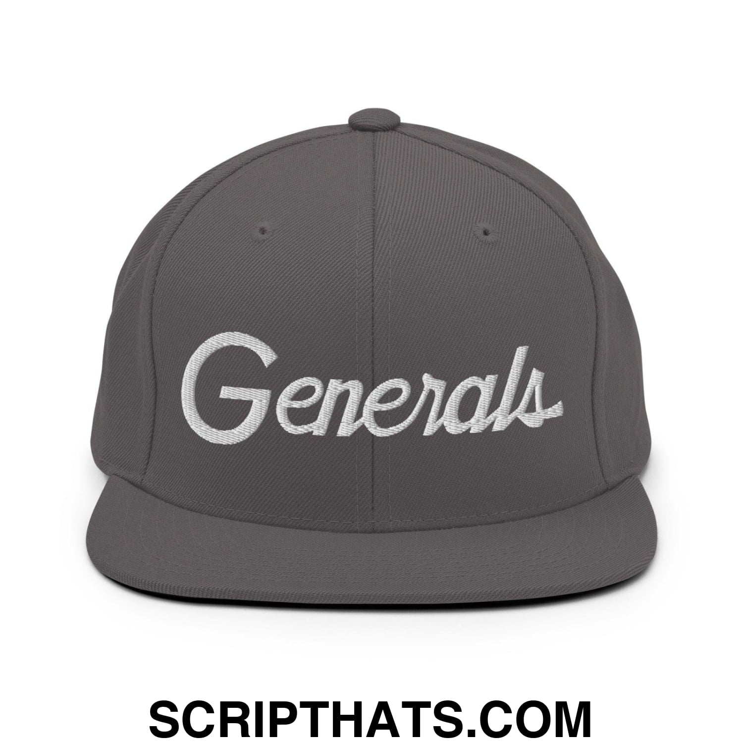 Generals School Mascot Script Snapback Hat Dark Grey