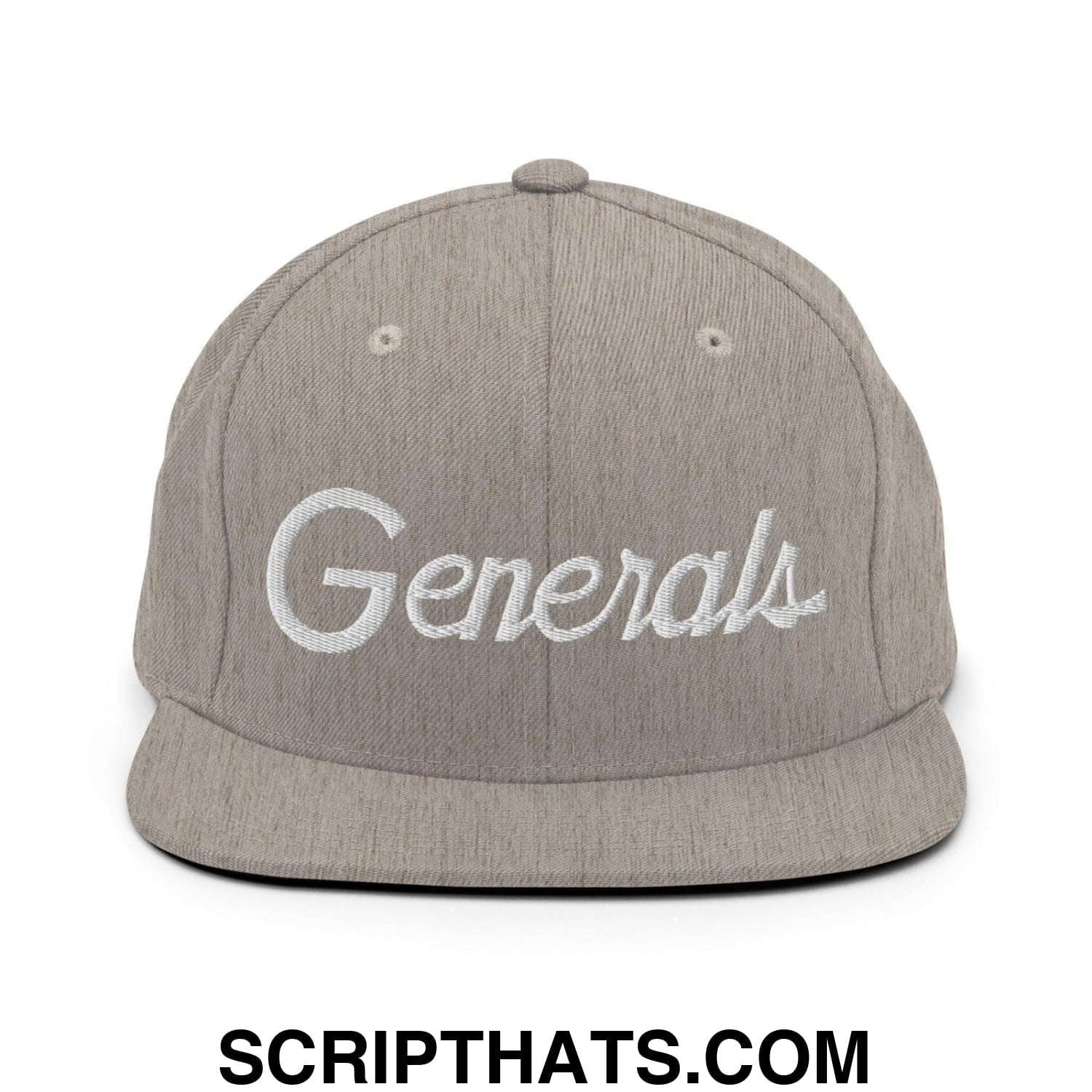 Generals School Mascot Script Snapback Hat Heather Grey