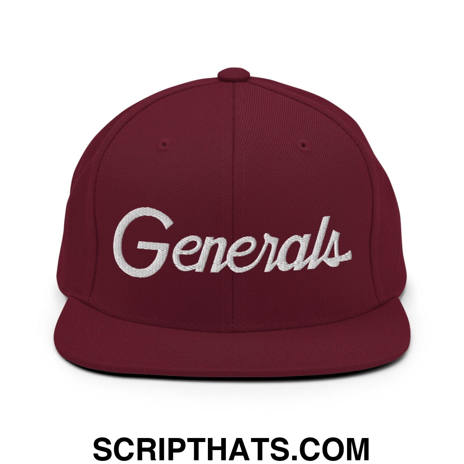 Generals School Mascot Script Snapback Hat Maroon