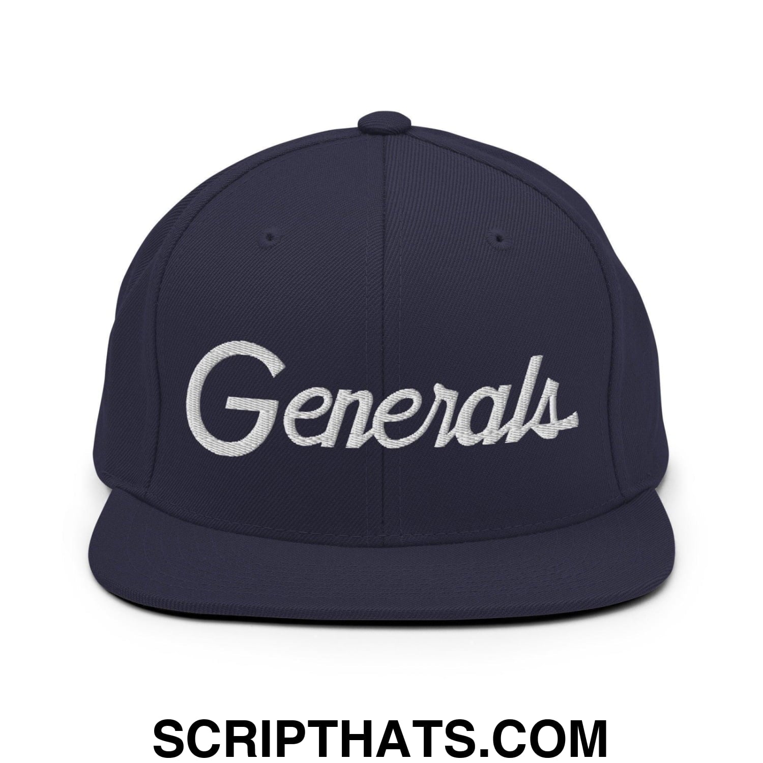 Generals School Mascot Script Snapback Hat Navy