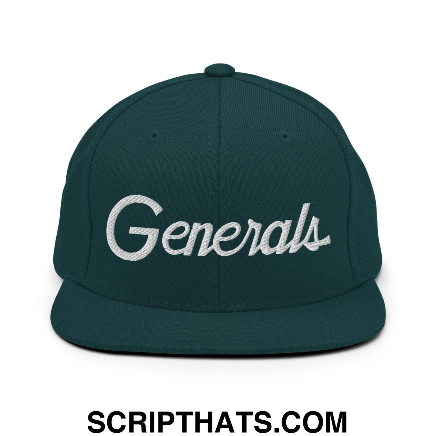 Generals School Mascot Script Snapback Hat Spruce