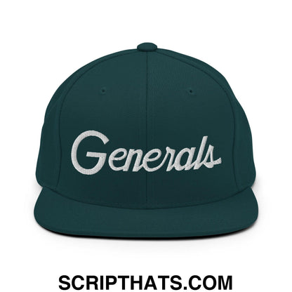 Generals School Mascot Script Snapback Hat Spruce