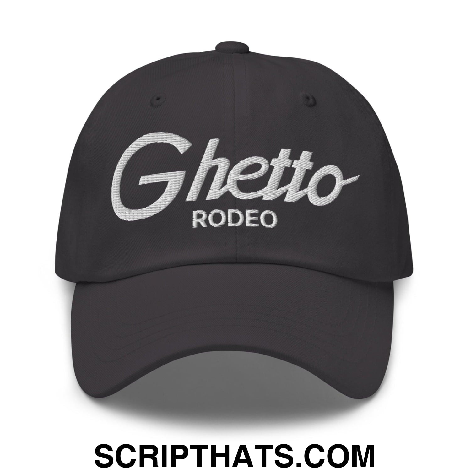 Ghetto Rodeo II Vintage Sports Script Dad Hat Dark Grey