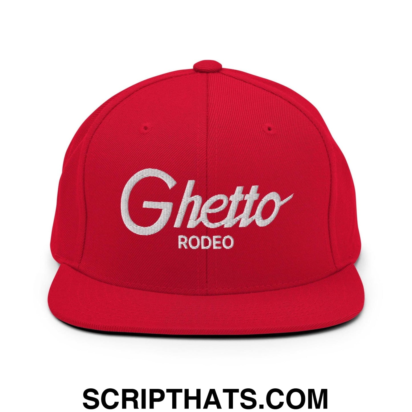 Ghetto Rodeo II Vintage Sports Script Snapback Hat Red