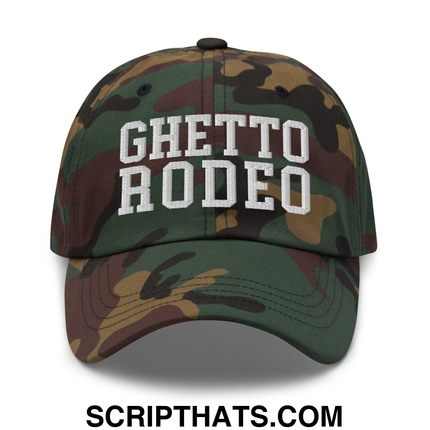 Ghetto Rodeo Varsity Letterman Block Dad Hat Green Camo