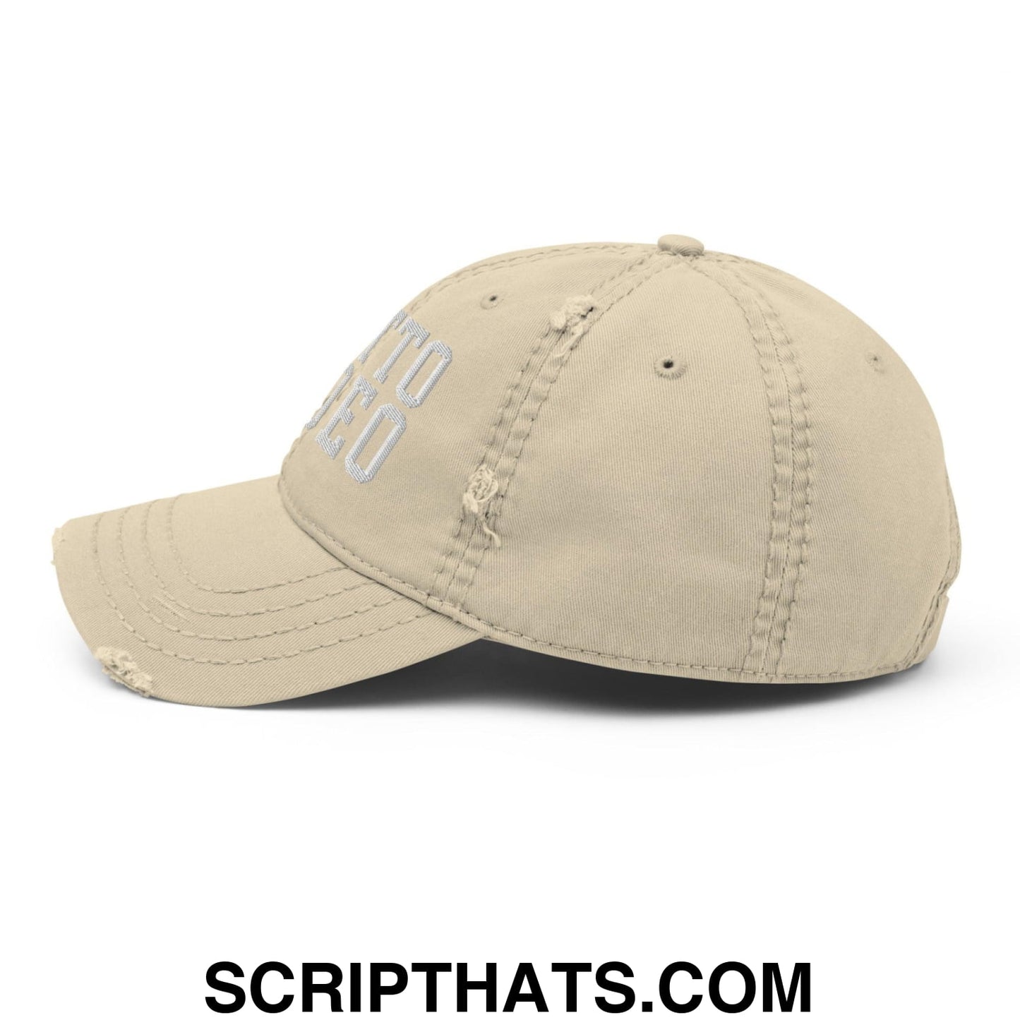 Ghetto Rodeo Varsity Letterman Block Distressed Dad Hat Khaki