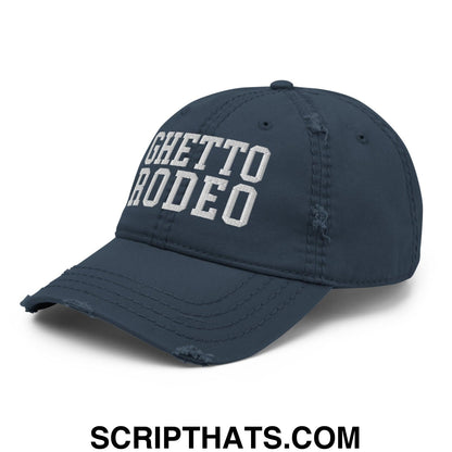 Ghetto Rodeo Varsity Letterman Block Distressed Dad Hat Navy