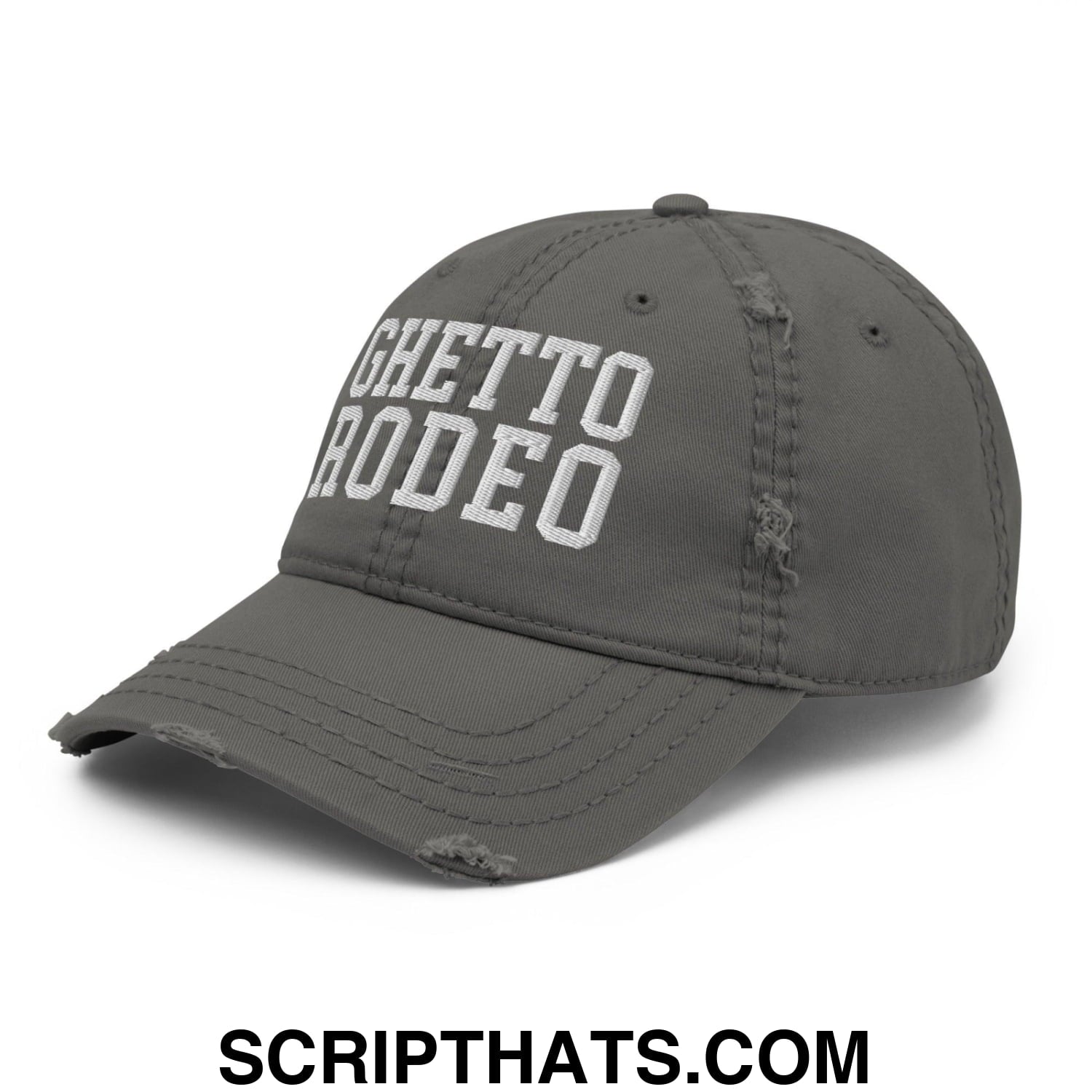 Ghetto Rodeo Varsity Letterman Block Distressed Dad Hat Charcoal Grey