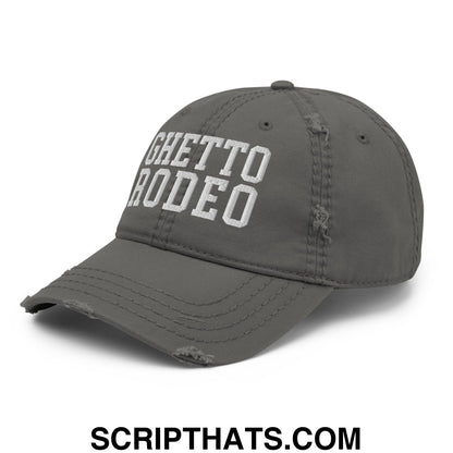 Ghetto Rodeo Varsity Letterman Block Distressed Dad Hat Charcoal Grey
