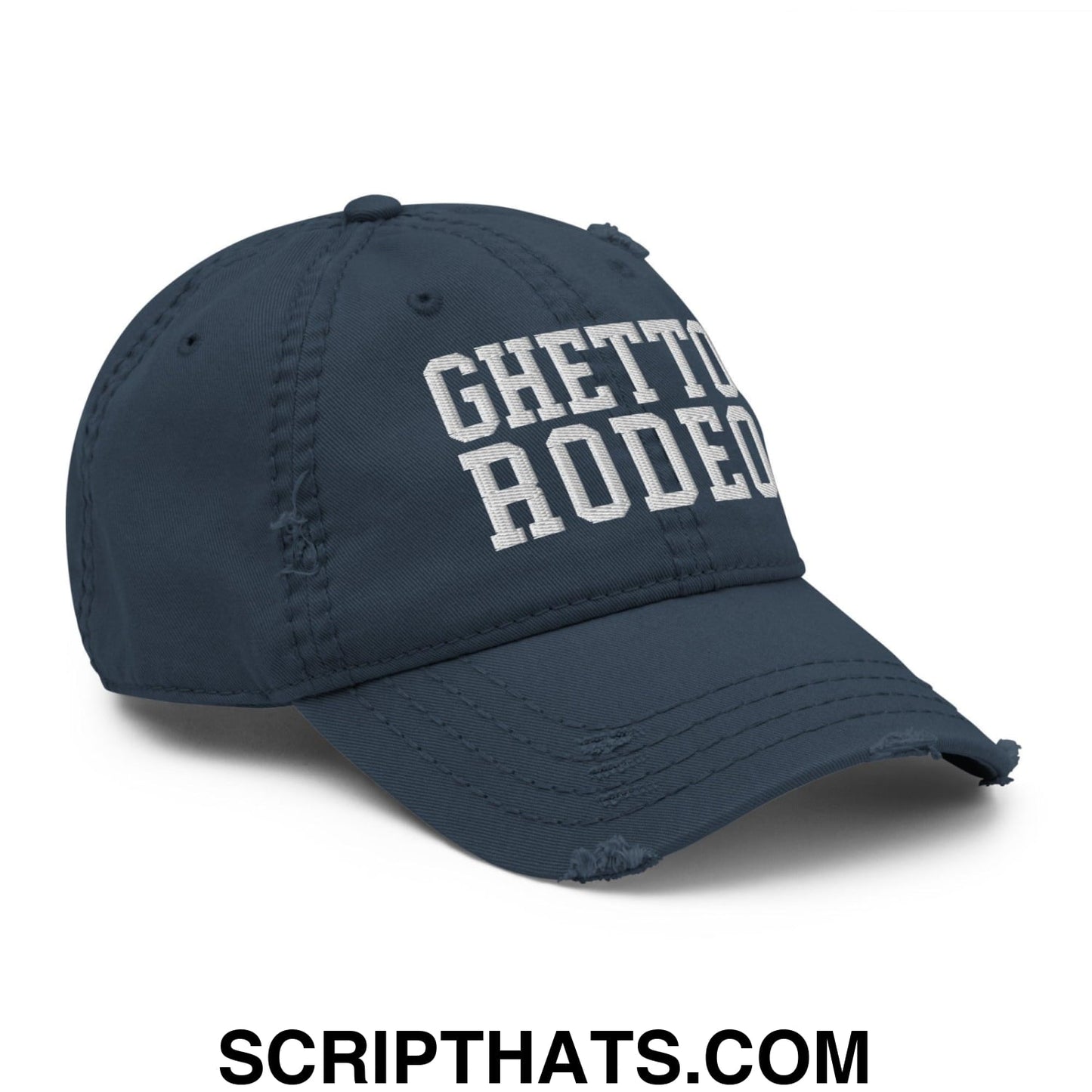 Ghetto Rodeo Varsity Letterman Block Distressed Dad Hat Navy
