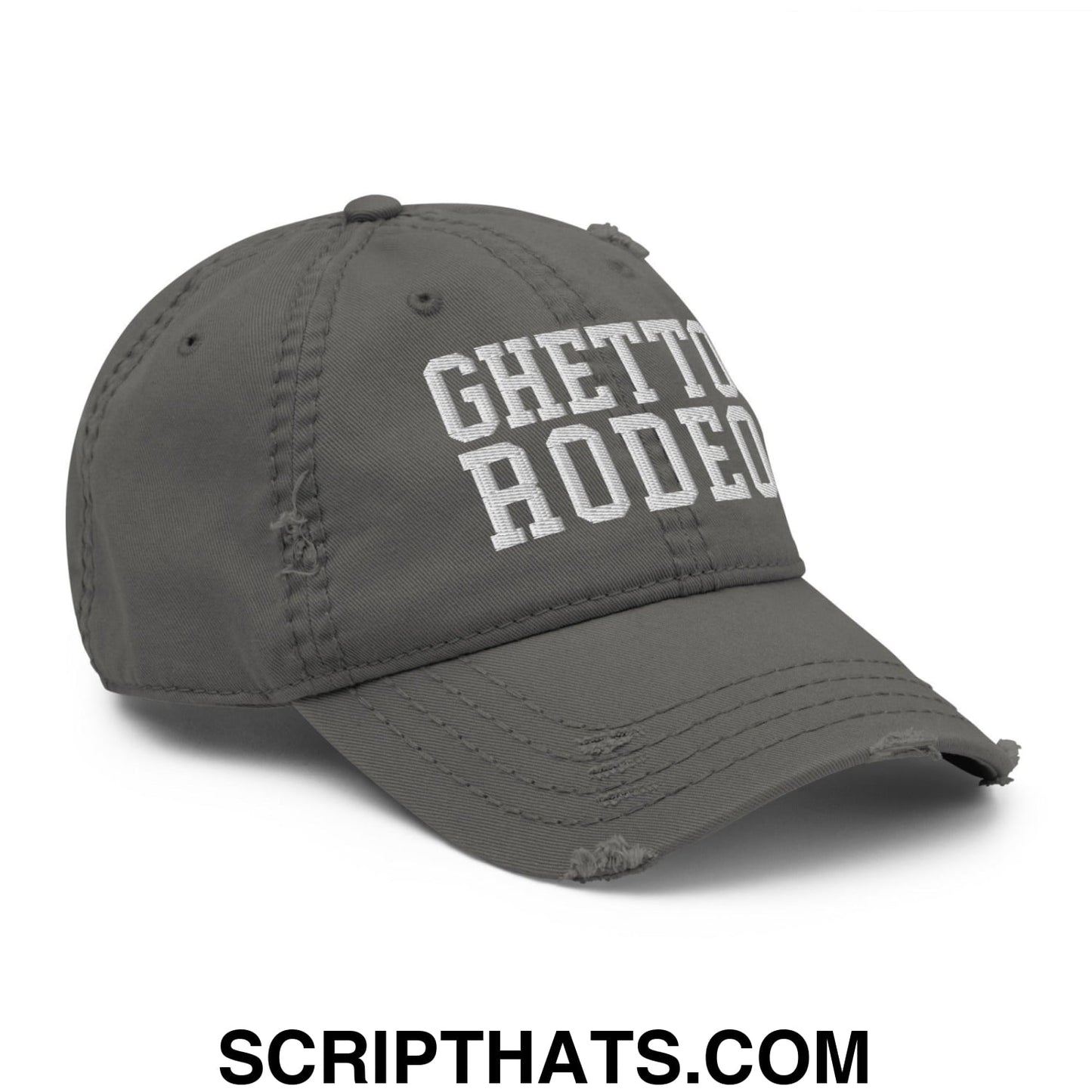 Ghetto Rodeo Varsity Letterman Block Distressed Dad Hat Charcoal Grey