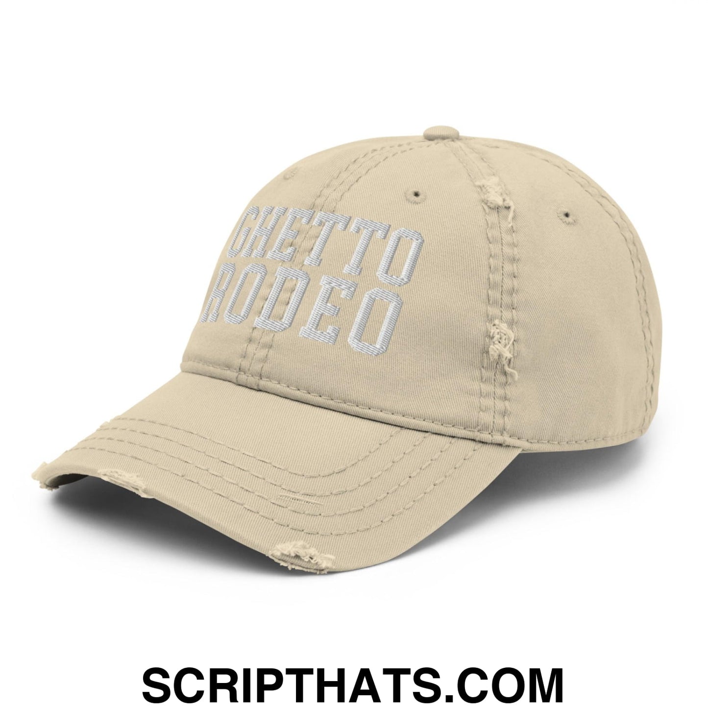 Ghetto Rodeo Varsity Letterman Block Distressed Dad Hat Khaki