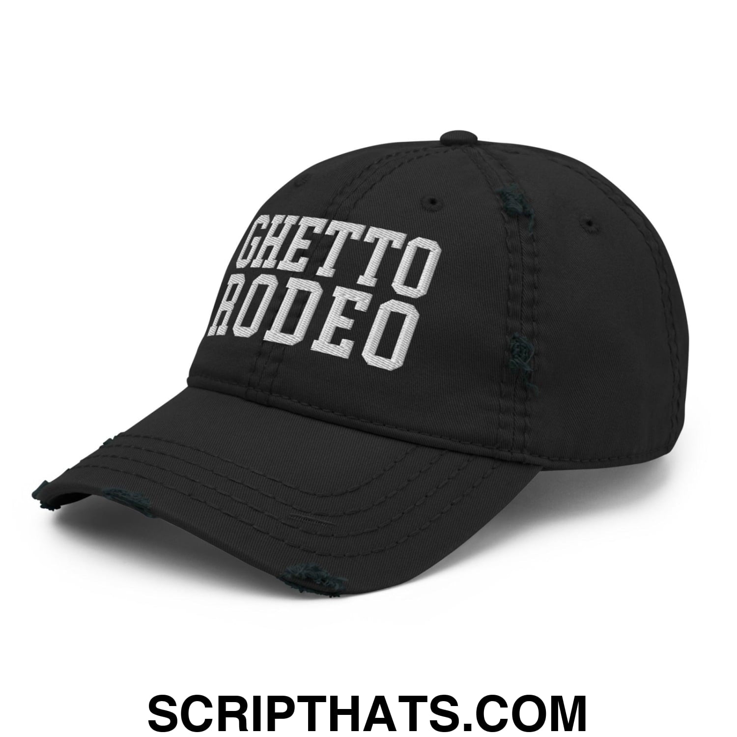 Ghetto Rodeo Varsity Letterman Block Distressed Dad Hat Black