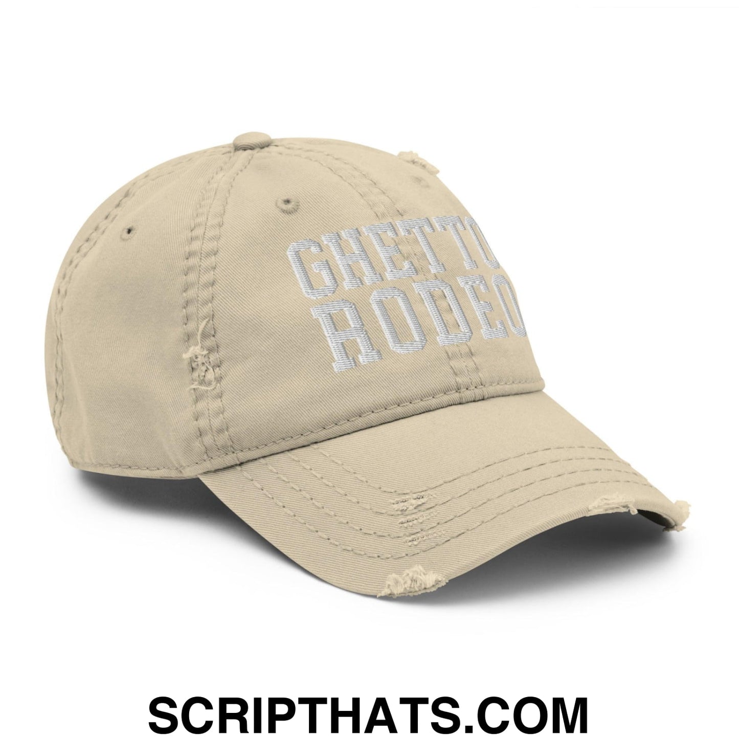 Ghetto Rodeo Varsity Letterman Block Distressed Dad Hat Khaki