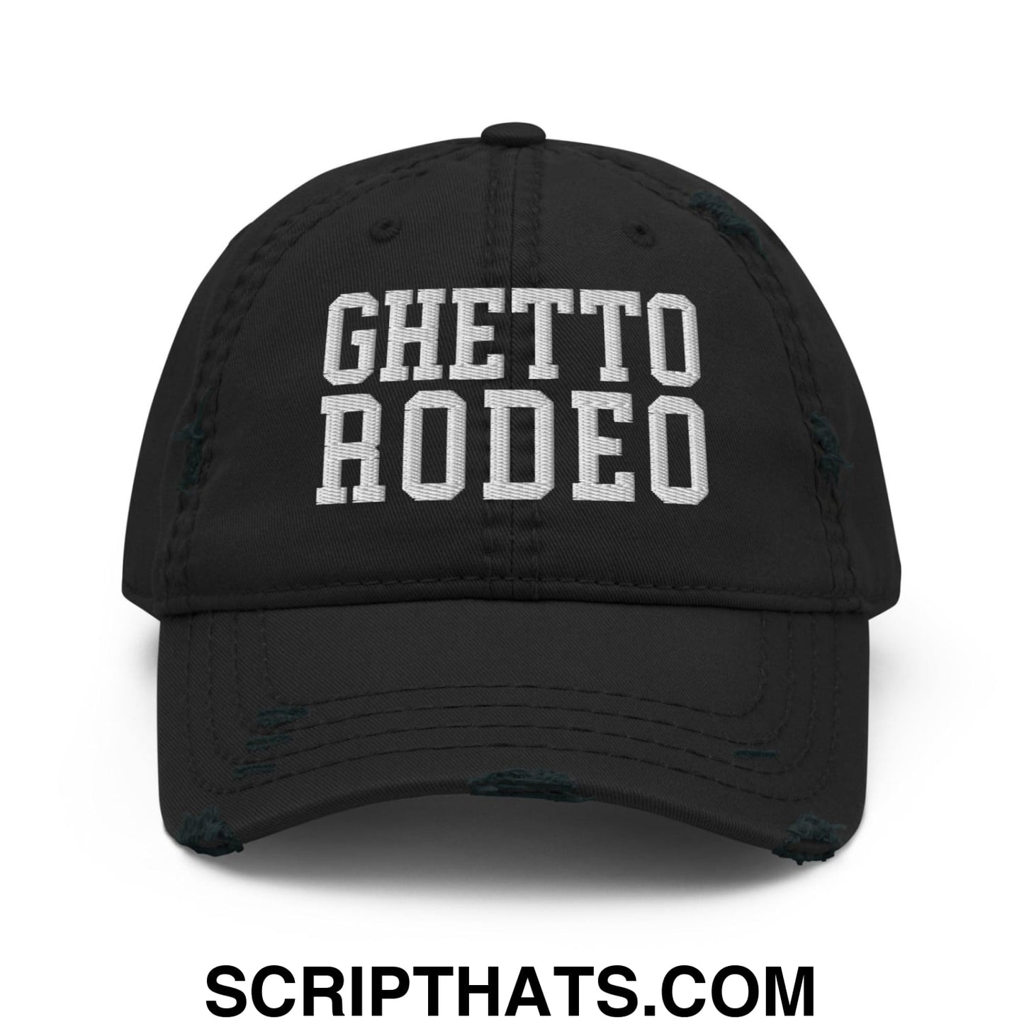 Ghetto Rodeo Varsity Letterman Block Distressed Dad Hat Black