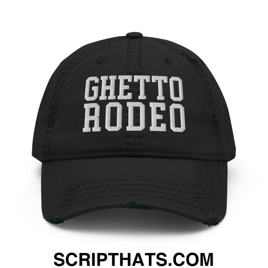 Ghetto Rodeo Varsity Letterman Block Distressed Dad Hat Black
