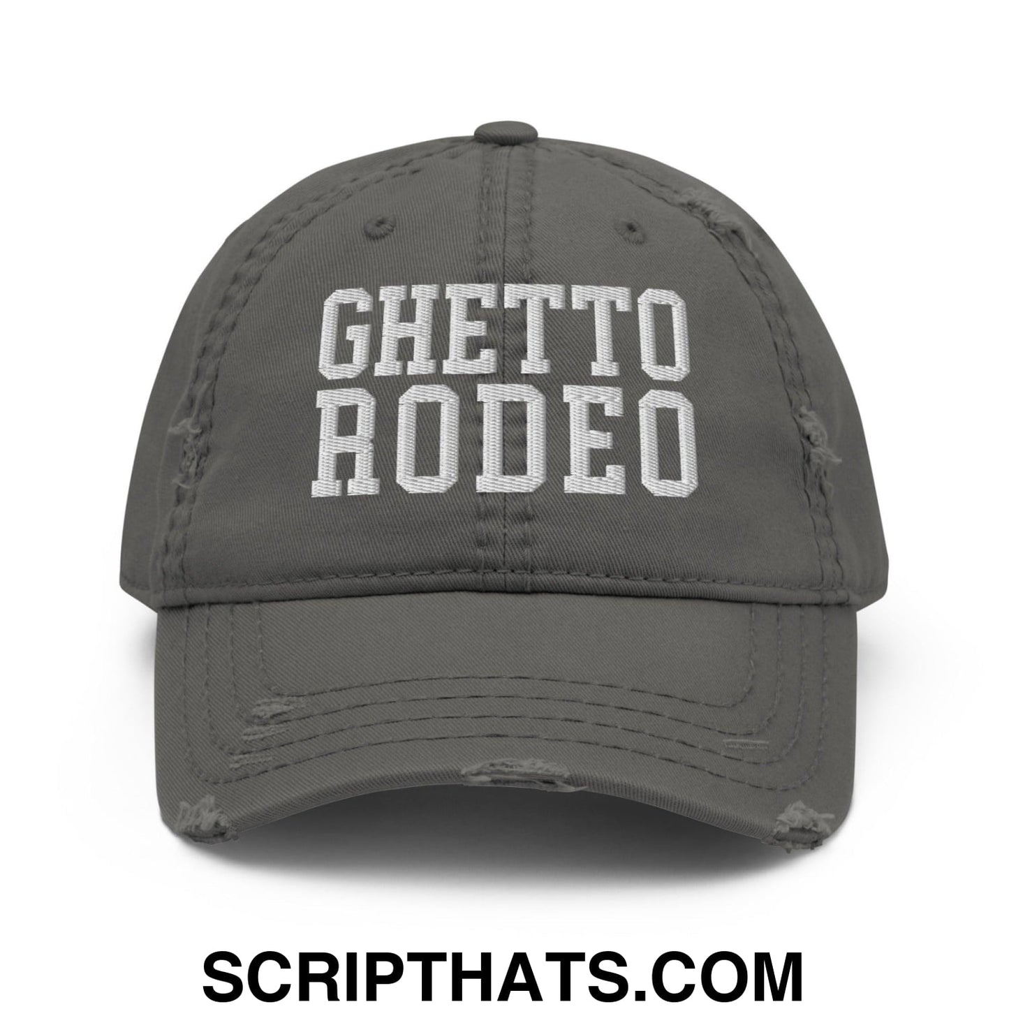 Ghetto Rodeo Varsity Letterman Block Distressed Dad Hat Charcoal Grey