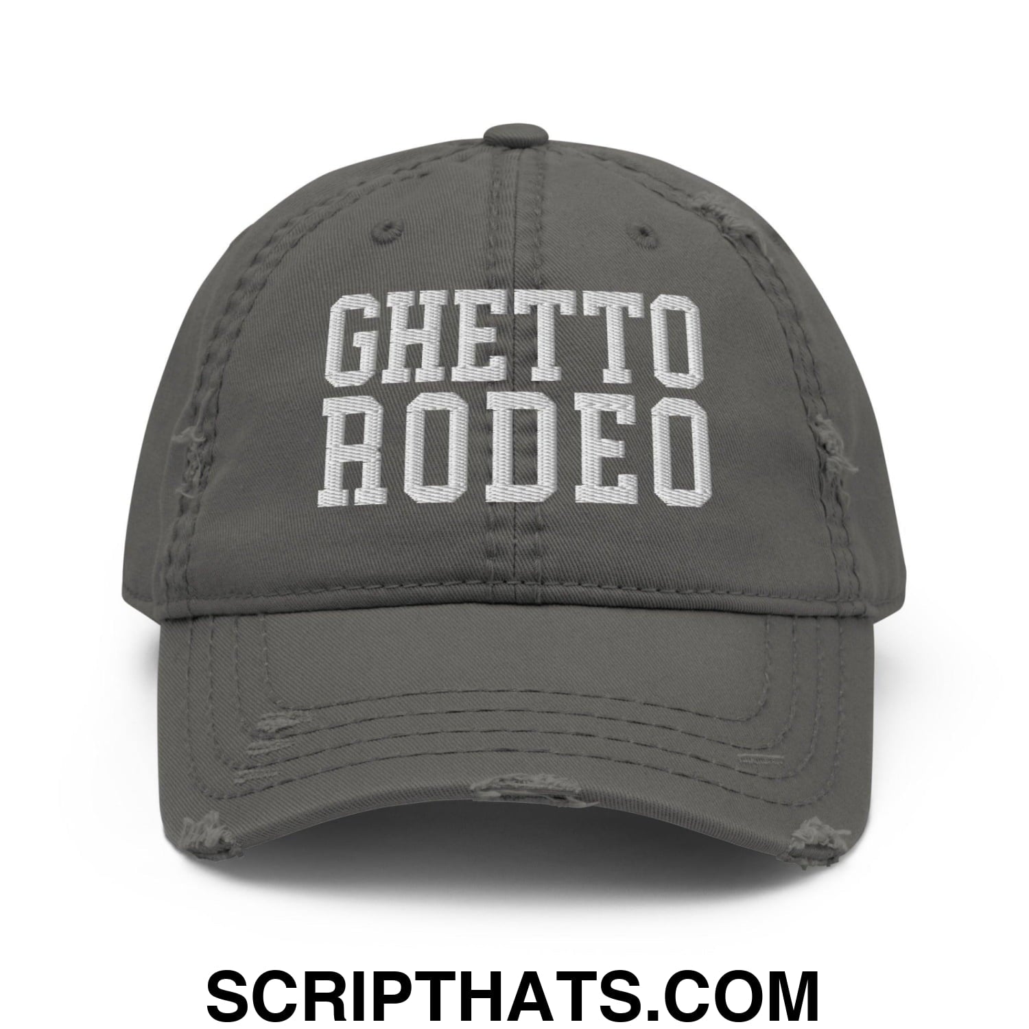 Ghetto Rodeo Varsity Letterman Block Distressed Dad Hat Charcoal Grey