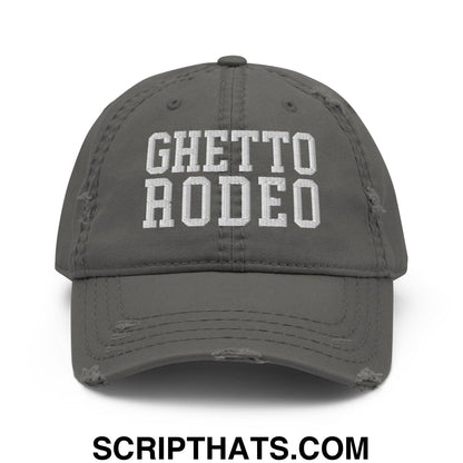 Ghetto Rodeo Varsity Letterman Block Distressed Dad Hat Charcoal Grey
