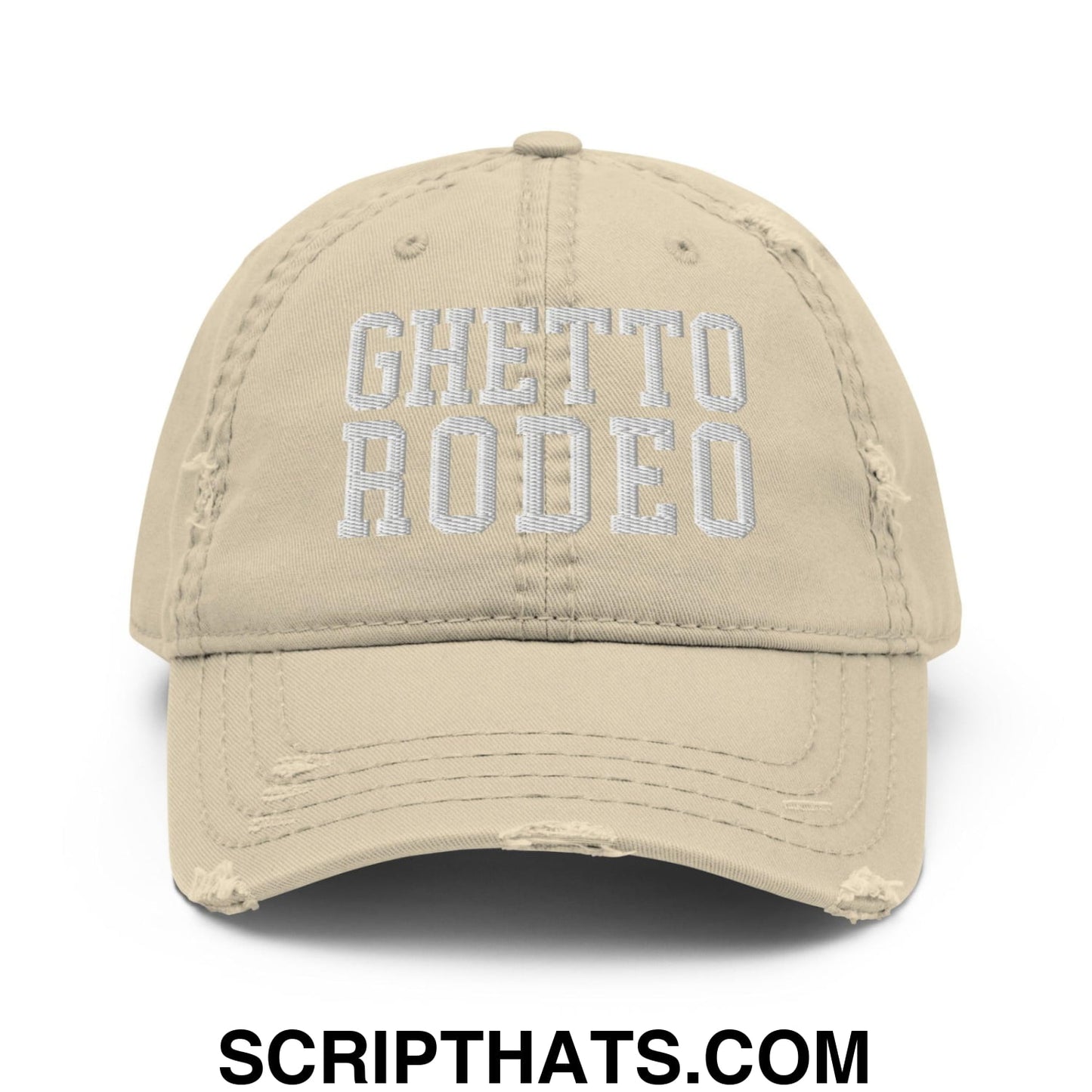 Ghetto Rodeo Varsity Letterman Block Distressed Dad Hat Khaki