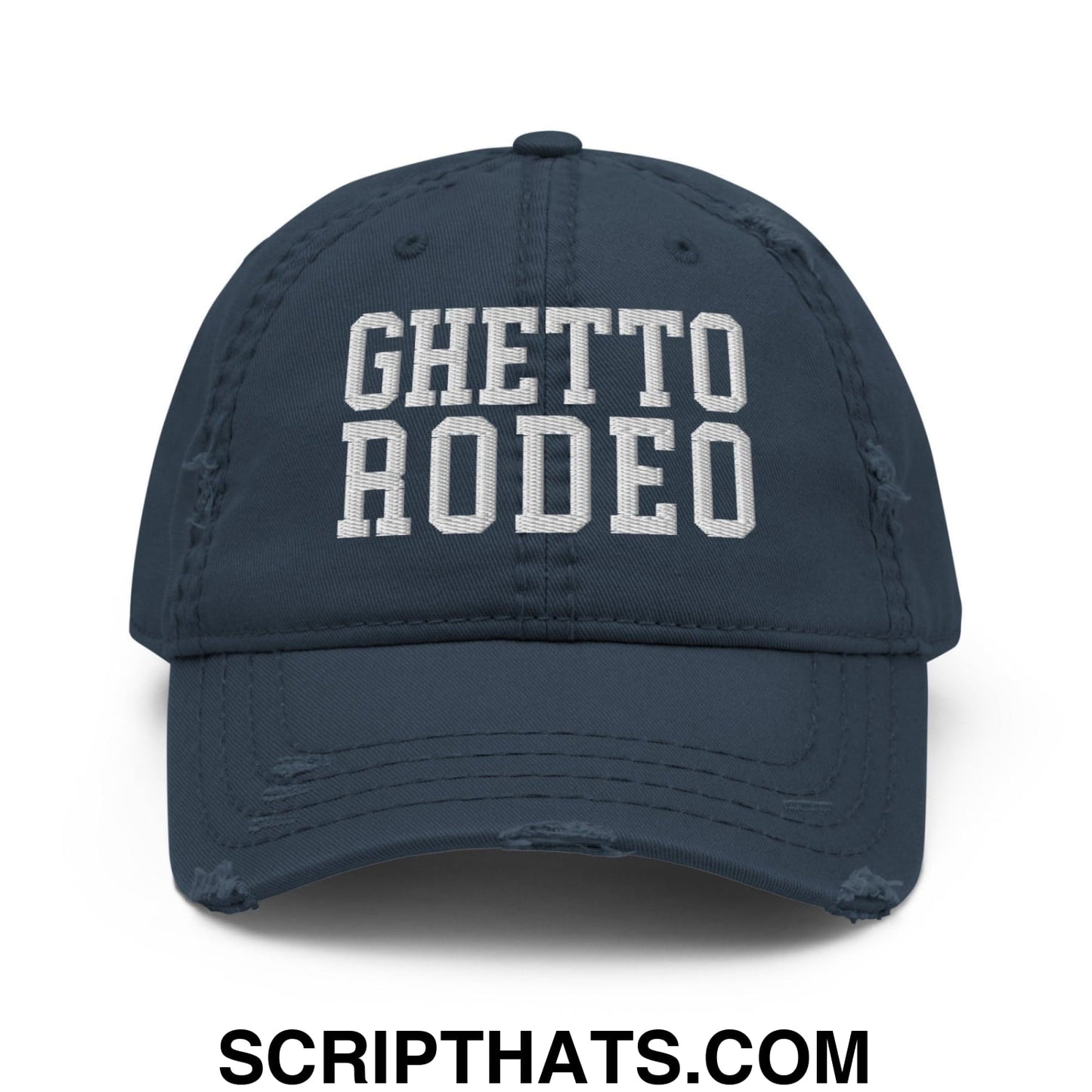 Ghetto Rodeo Varsity Letterman Block Distressed Dad Hat Navy