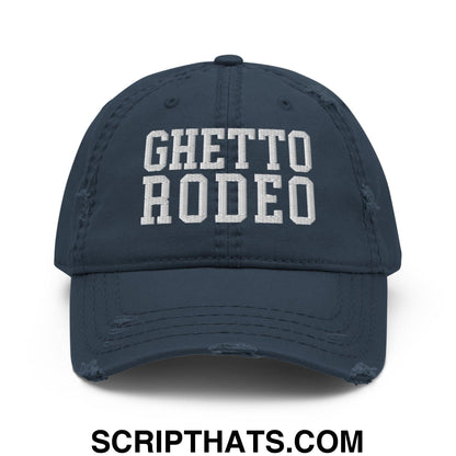 Ghetto Rodeo Varsity Letterman Block Distressed Dad Hat Navy