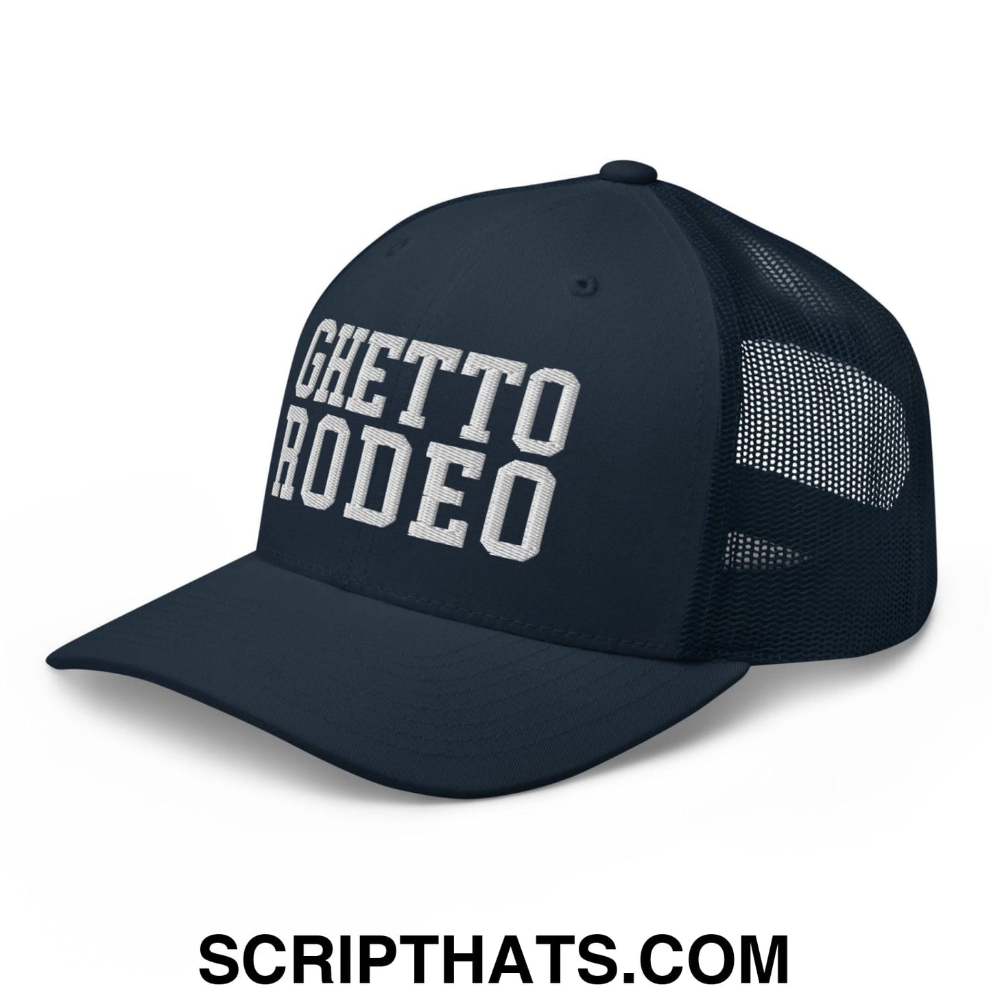 Ghetto Rodeo Varsity Letterman Block Retro Trucker Hat Navy