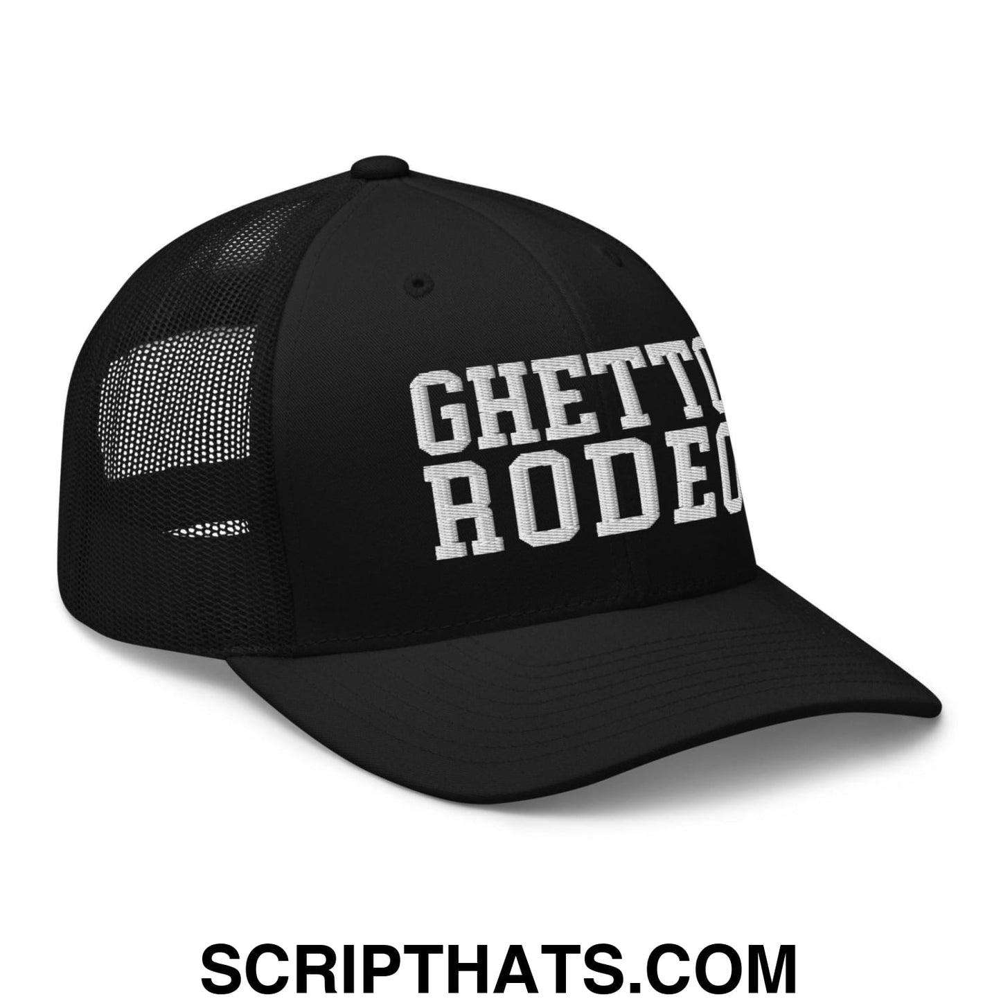 Ghetto Rodeo Varsity Letterman Block Retro Trucker Hat Black