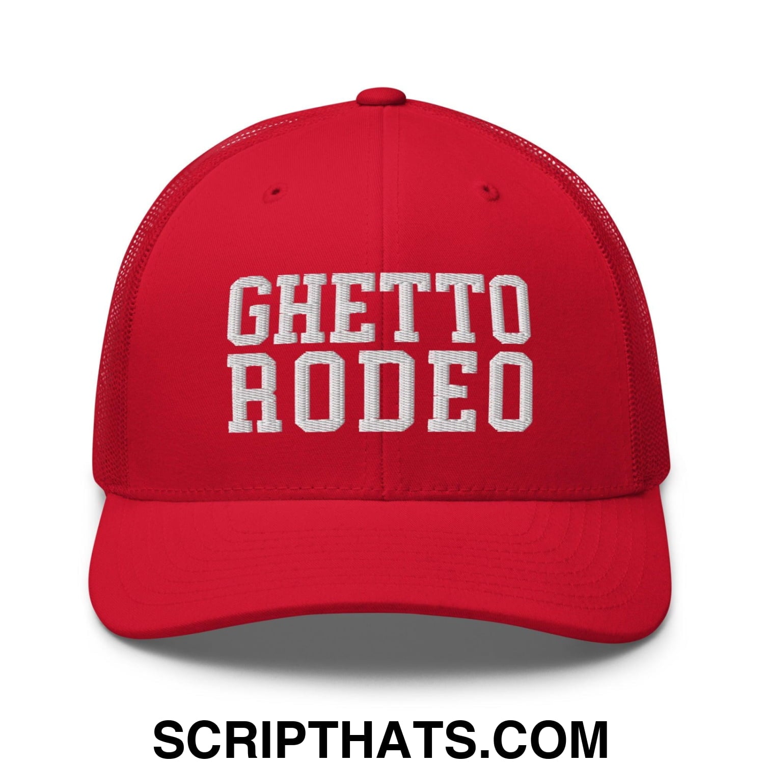 Ghetto Rodeo Varsity Letterman Block Retro Trucker Hat Red