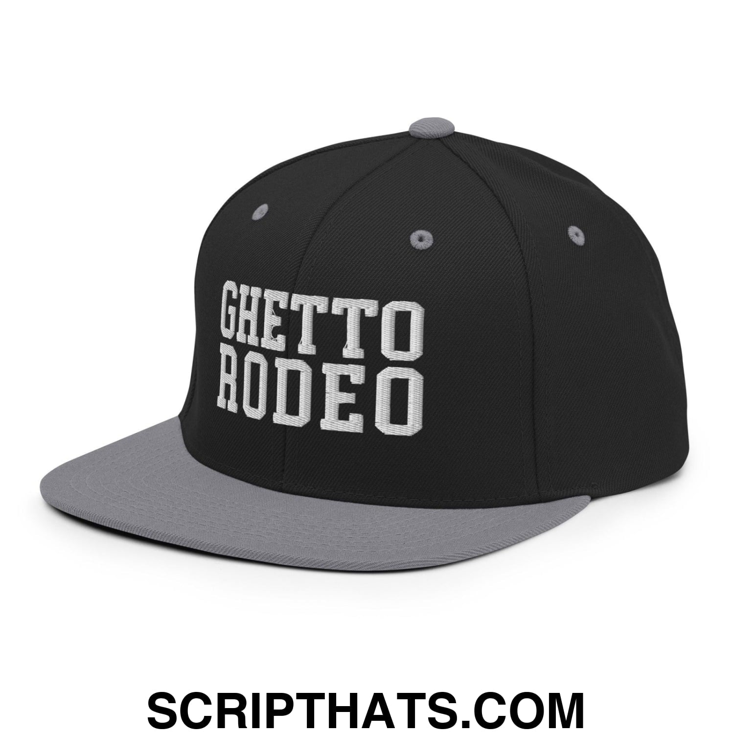 Ghetto Rodeo Varsity Letterman Block Snapback Hat Black Silver
