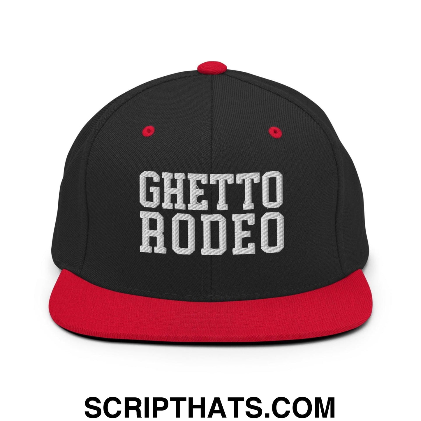 Ghetto Rodeo Varsity Letterman Block Snapback Hat Black Red