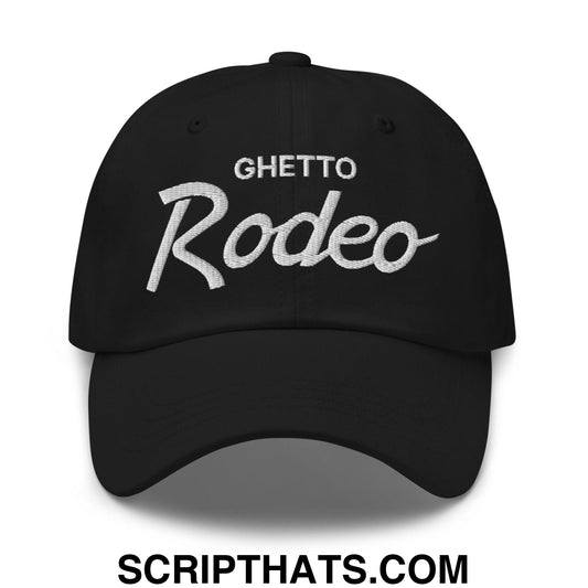 Ghetto Rodeo Vintage Sports Script Dad Hat Black