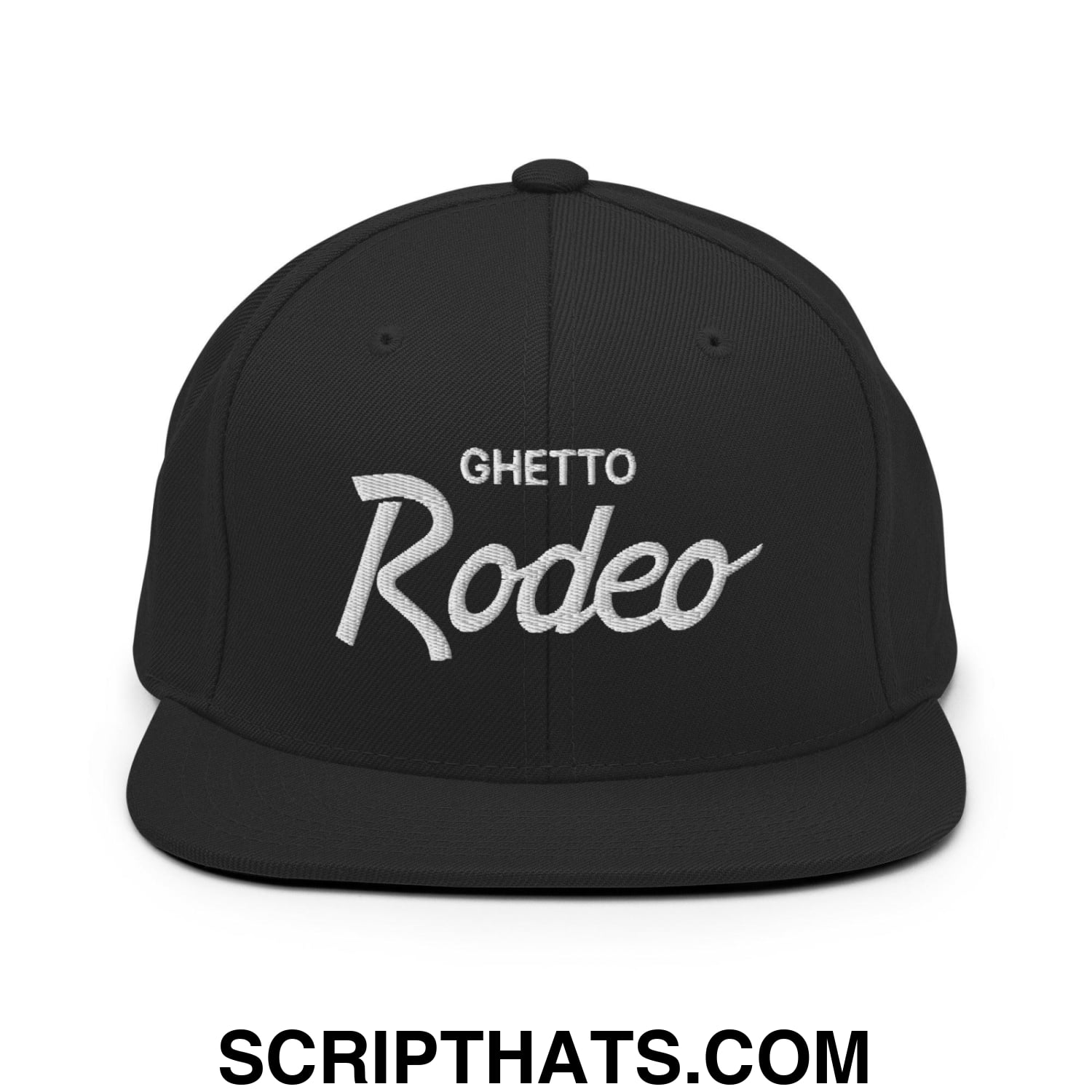 Ghetto Rodeo Vintage Sports Script Snapback Hat Black