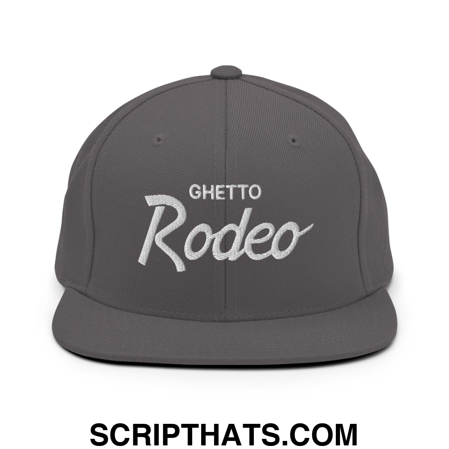 Ghetto Rodeo Vintage Sports Script Snapback Hat Dark Grey