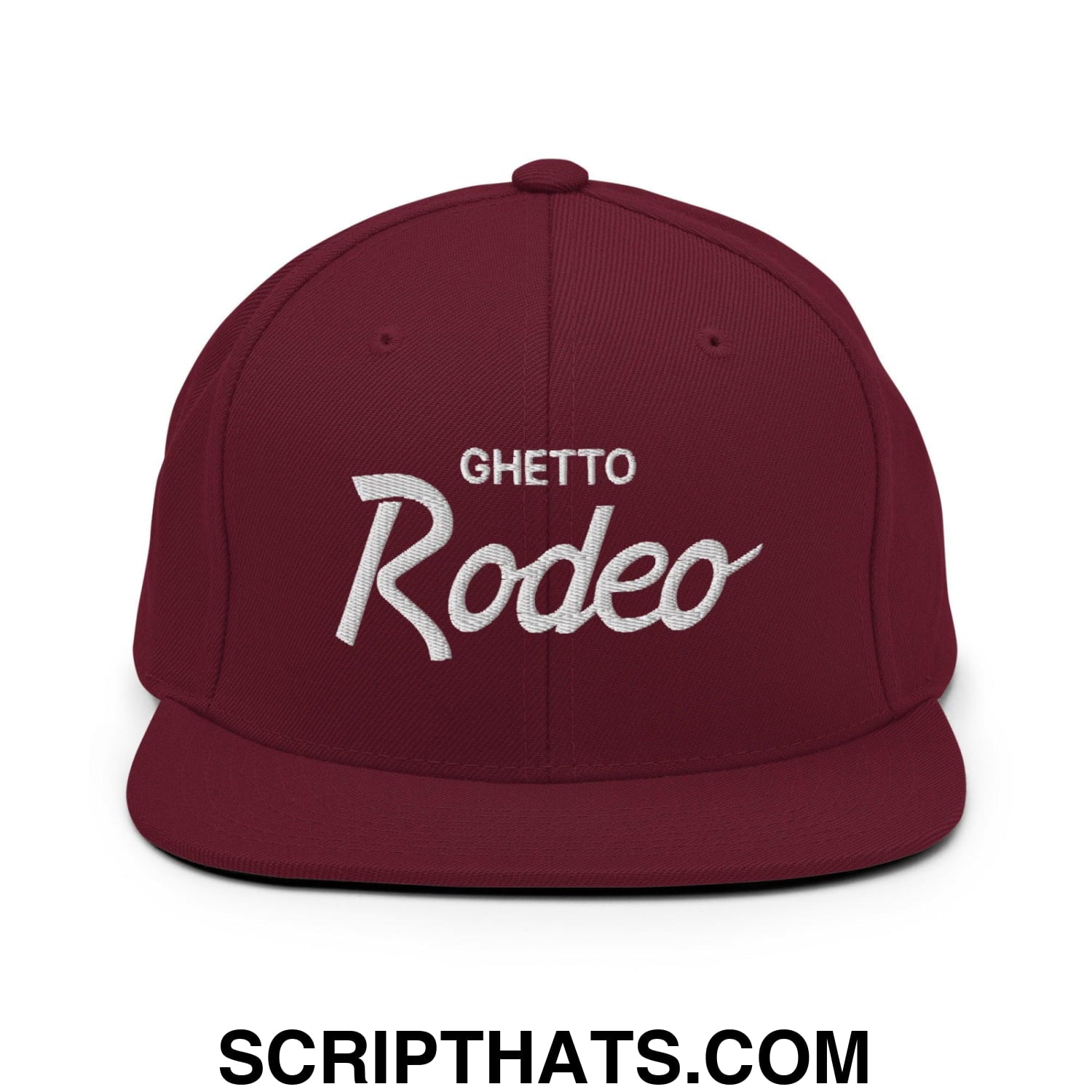 Ghetto Rodeo Vintage Sports Script Snapback Hat Maroon